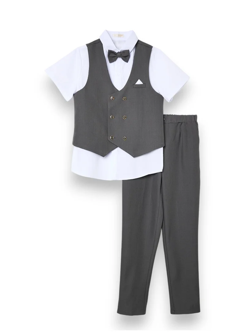 victor and jane Boys 4 Piece Set Waistcoat, Shirt, Trousers & Bow Tie Set (3 Years–8 Years)